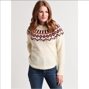 Kari Traa Ivory and Burgundy Knit Sweater